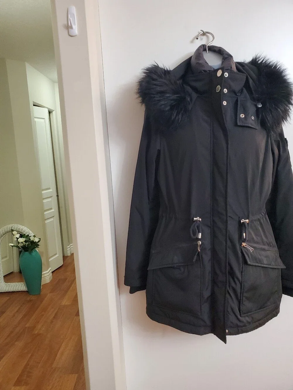London Fog Black Hooded Parka Small - Picture 11 of 12